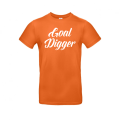 Oranje T-shirt met bedrukking GoalDigger wit
